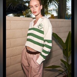 Anthropologie Stateside Long-Sleeve Polo Top Women's Size M